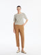 Elastic Waist Straight Linen Blend Women's Trousers